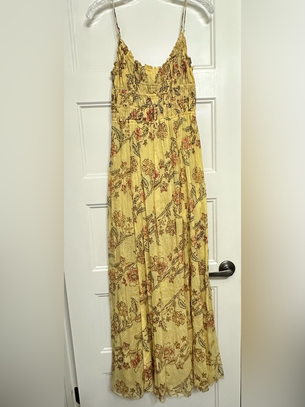 NWOT Free People Celia Maxi Dress in yellow floral.